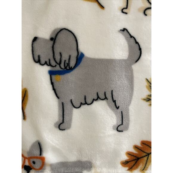 DOGS FALL In SWEATERS GLASSES LEAVES 50x70 Plush Throw Blanket Large Dog Print - Picture 7 of 10